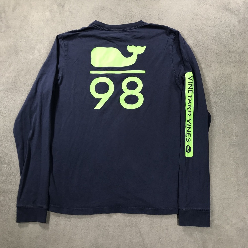 Vineyard Vines Tee Shirt Boys XL Blue Long Sleeve Whale Logo Kids Preppy Youth